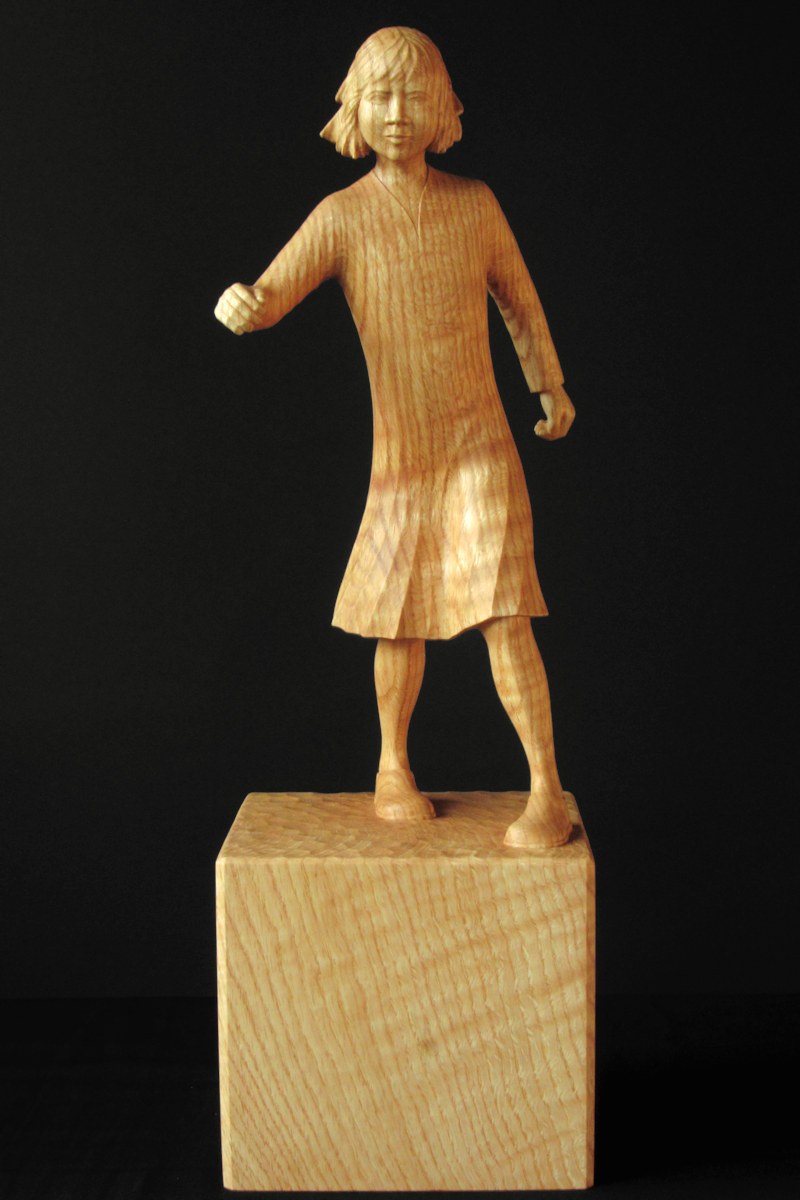 Childs Play #4, front_whole, houten beeld / wood sculpture by Leo Pruijt, NL