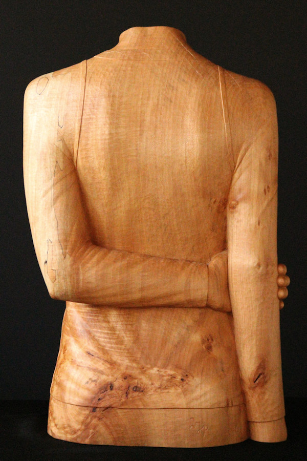 Dressed Torso #W1, back, houten beeld / wood sculpture by Leo Pruijt, NL