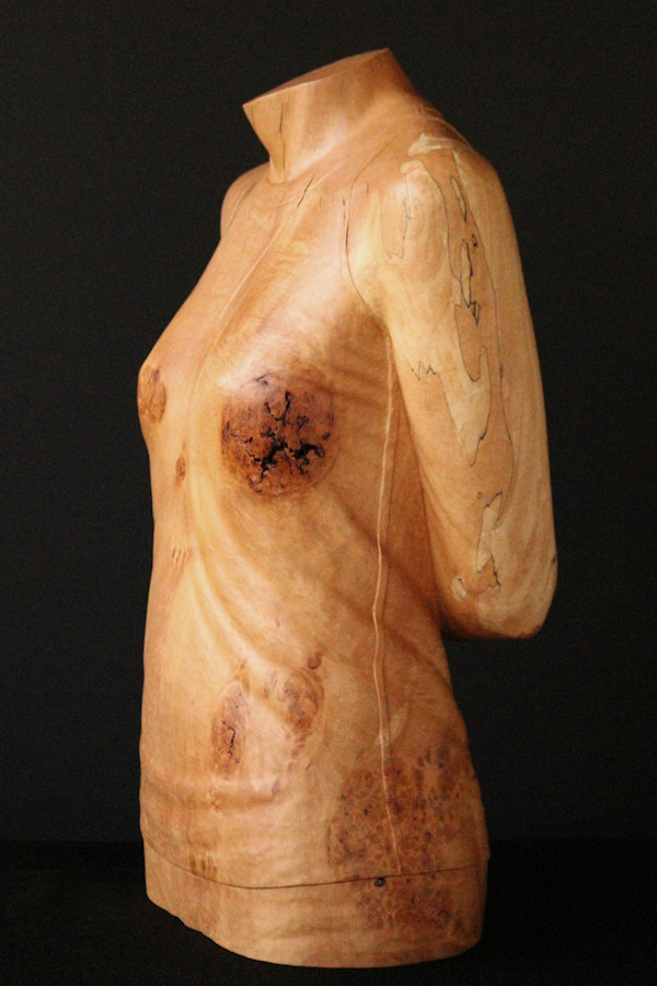 Dressed Torso #W1, right-side, houten beeld / wood sculpture by Leo Pruijt, NL