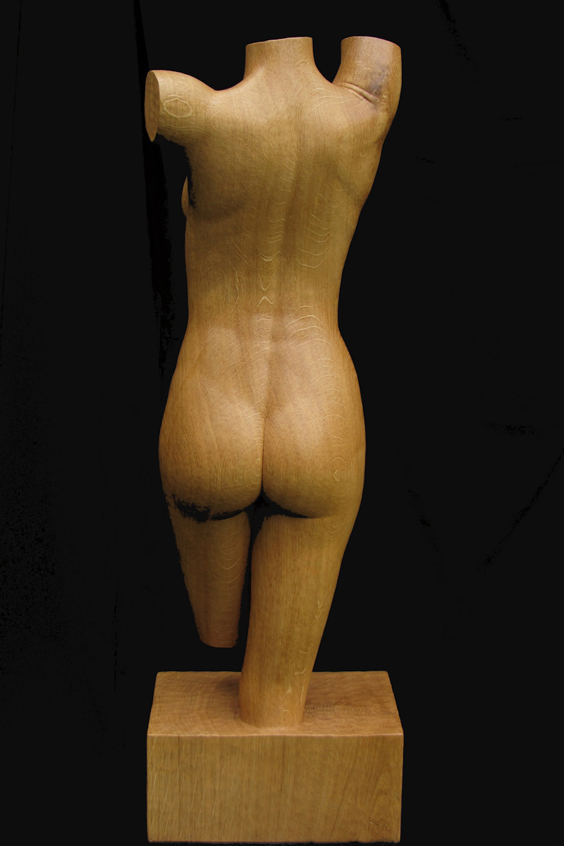 Torso #4, houten beeld / wood sculpture by Leo Pruijt, NL, c