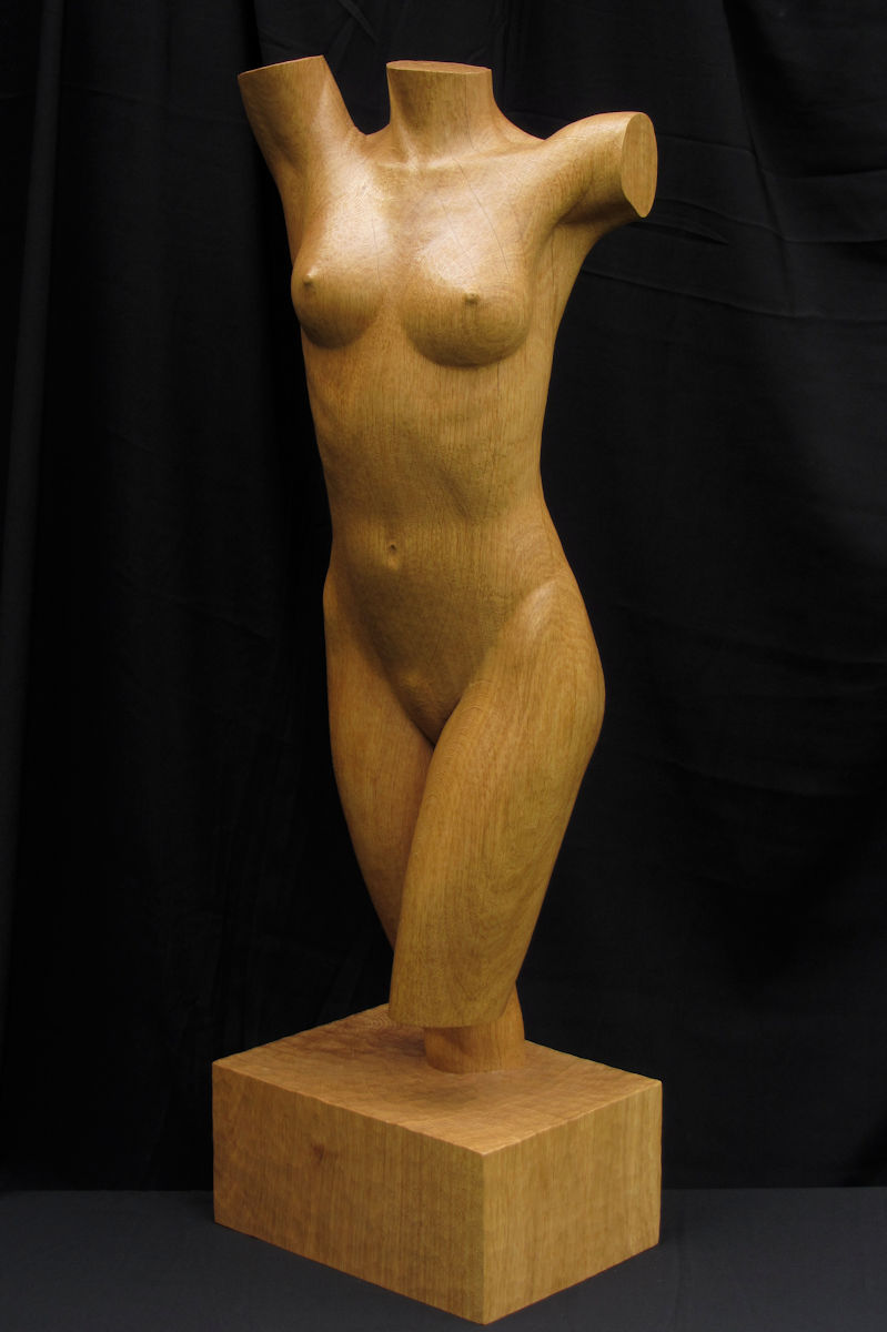 Torso #4, houten beeld / wood sculpture by Leo Pruijt, NL, e