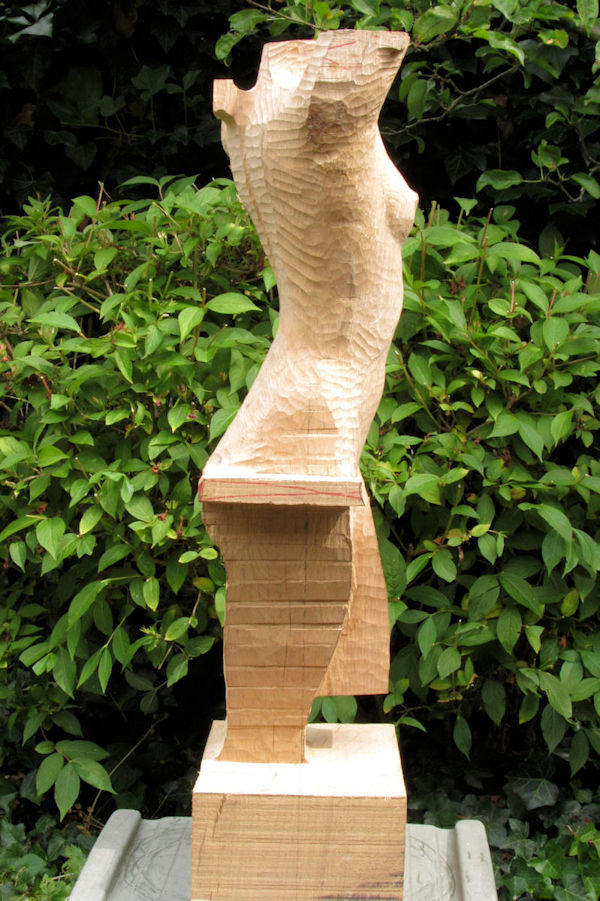 torso4 houten beeld / wood sculpture by leo pruijt nl in progress