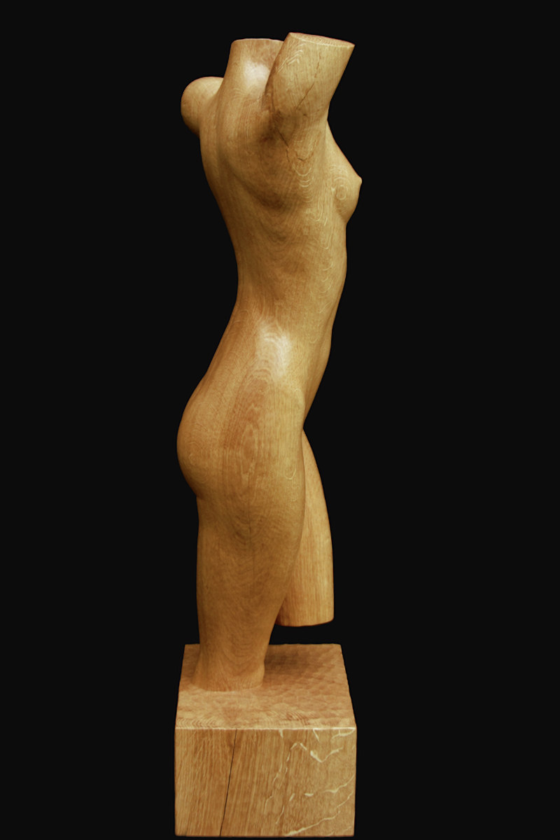 Torso #4, houten beeld / wood sculpture by Leo Pruijt, NL, g
